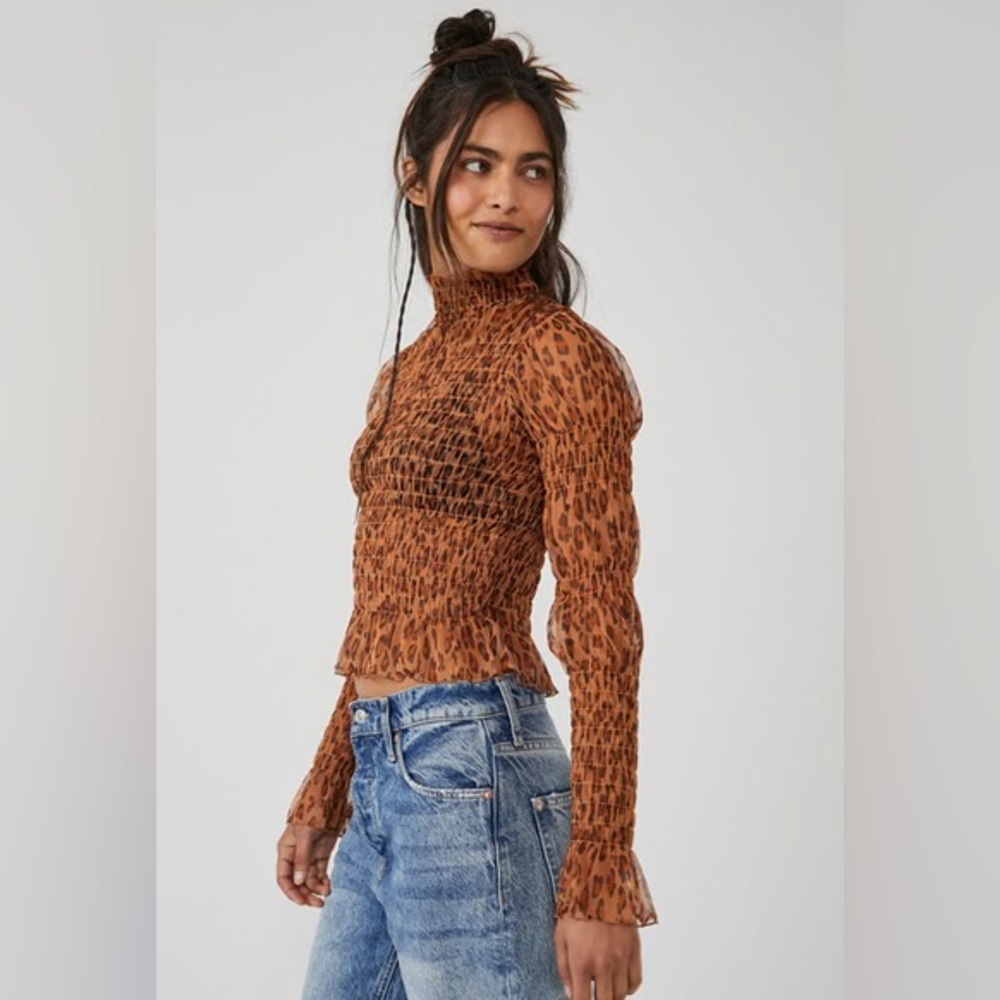NWT Free People Hello There Top Leopard Combo Size XS